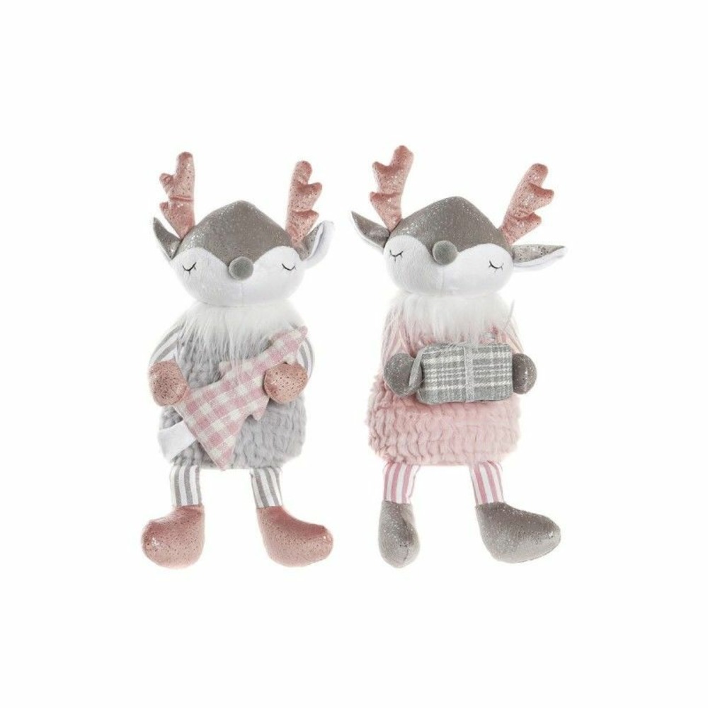 Figurine décorative dkd home decor animal polyester cerf (14 x 17 x 28 cm) (2 unités)