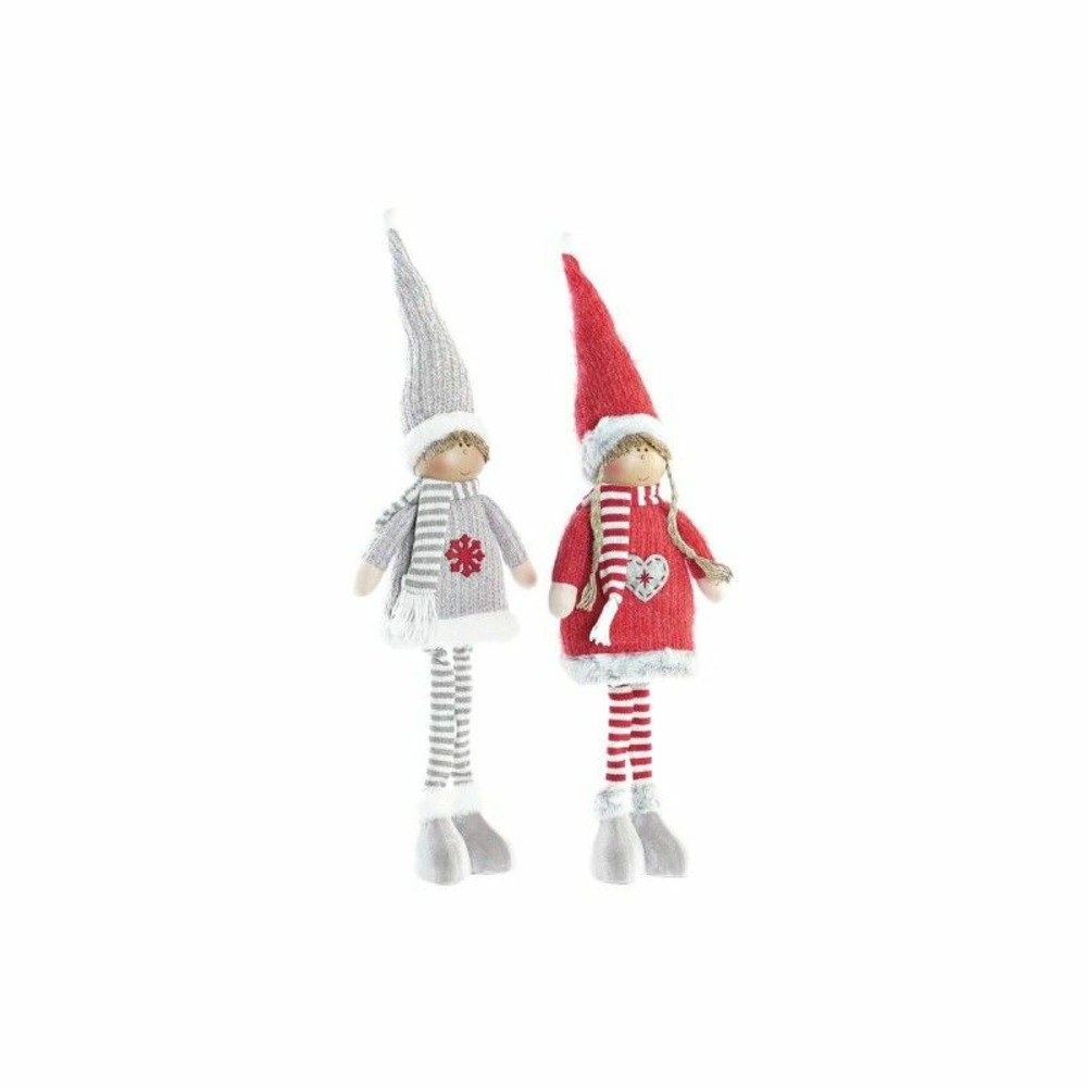Figurine décorative dkd home decor noël poupée polyester (17 x 9 x 79 cm) (2 unités)