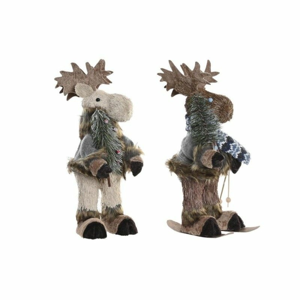 Figurine décorative dkd home decor renne naturel polystyrène (15 x 16 x 35 cm) (2 unités)