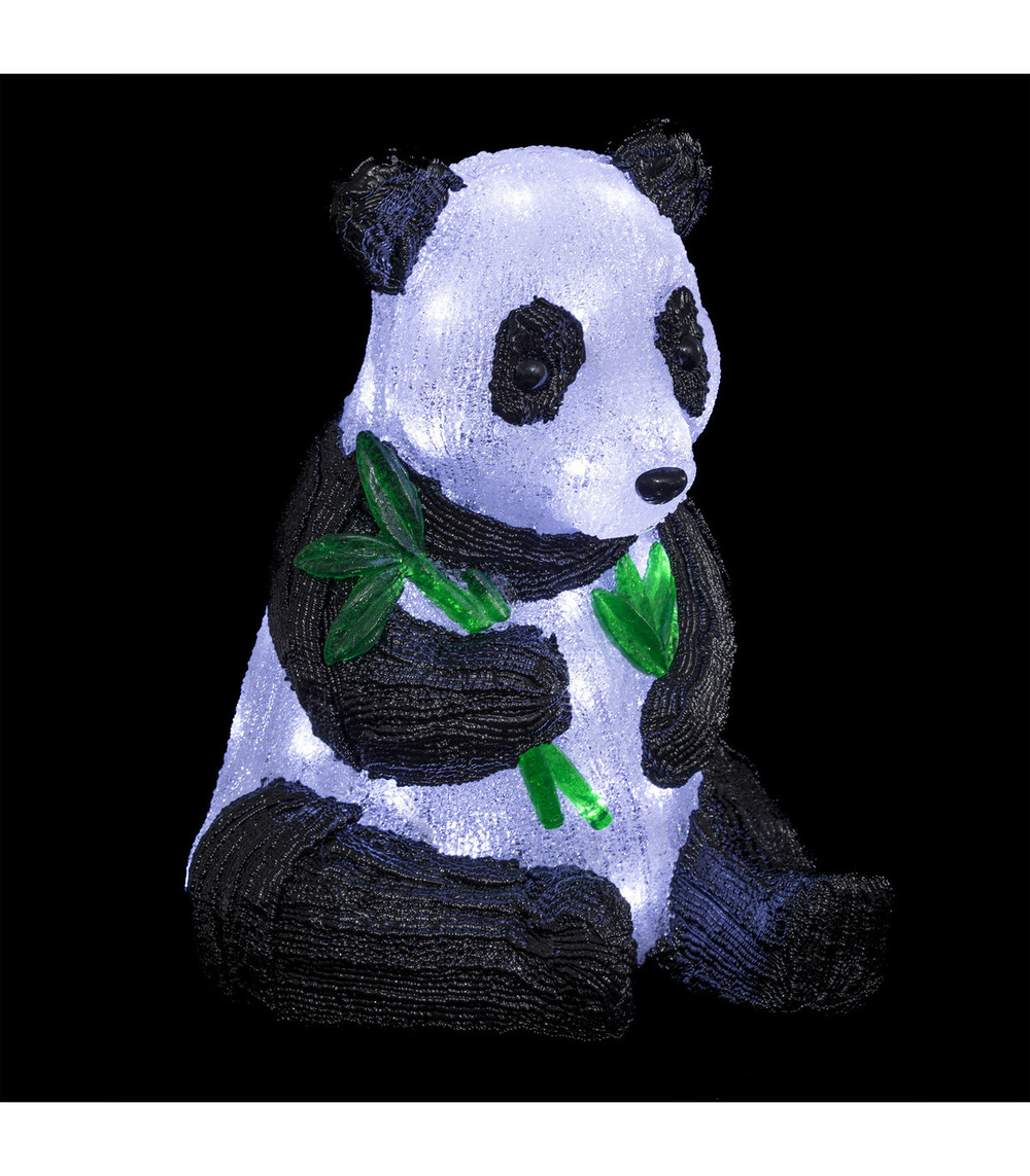 Déco lumineuse panda noir & blanc 40 led blanc froid h 38 cm