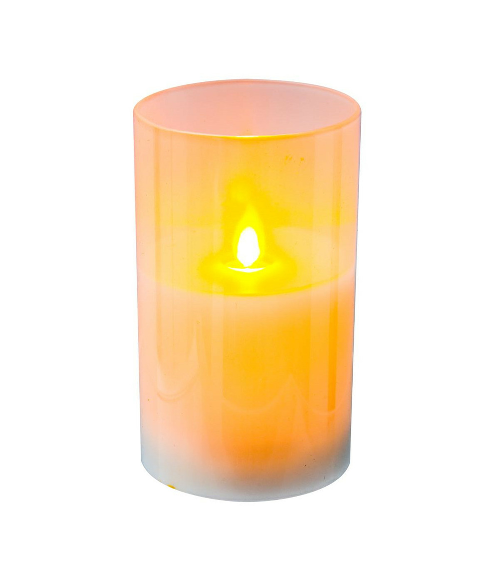 Bougie lumineuse en verre à led flamme vacillante blanc chaud h 12.5 cm