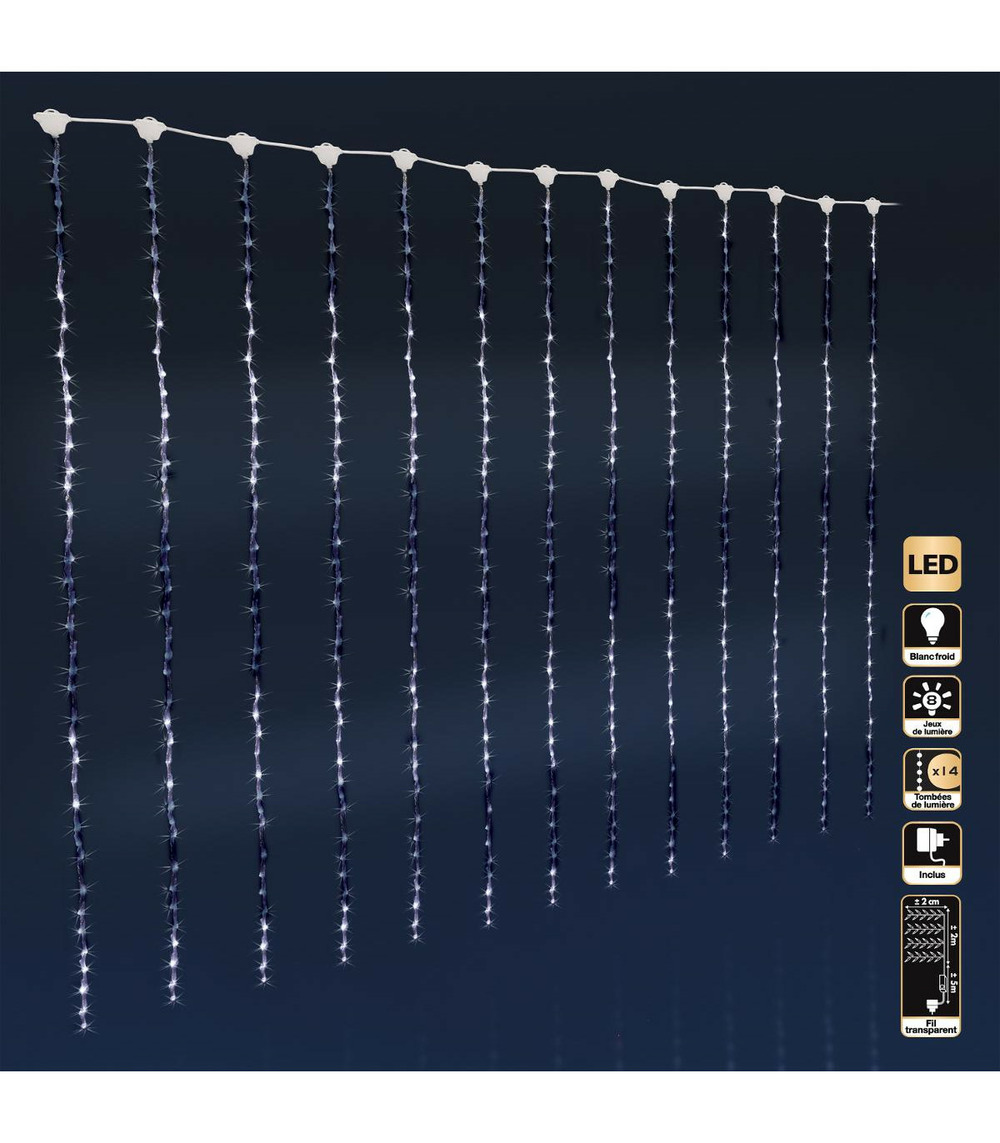 Einfeben - 40 LED glaçons abrite un rideau lumineux pluie