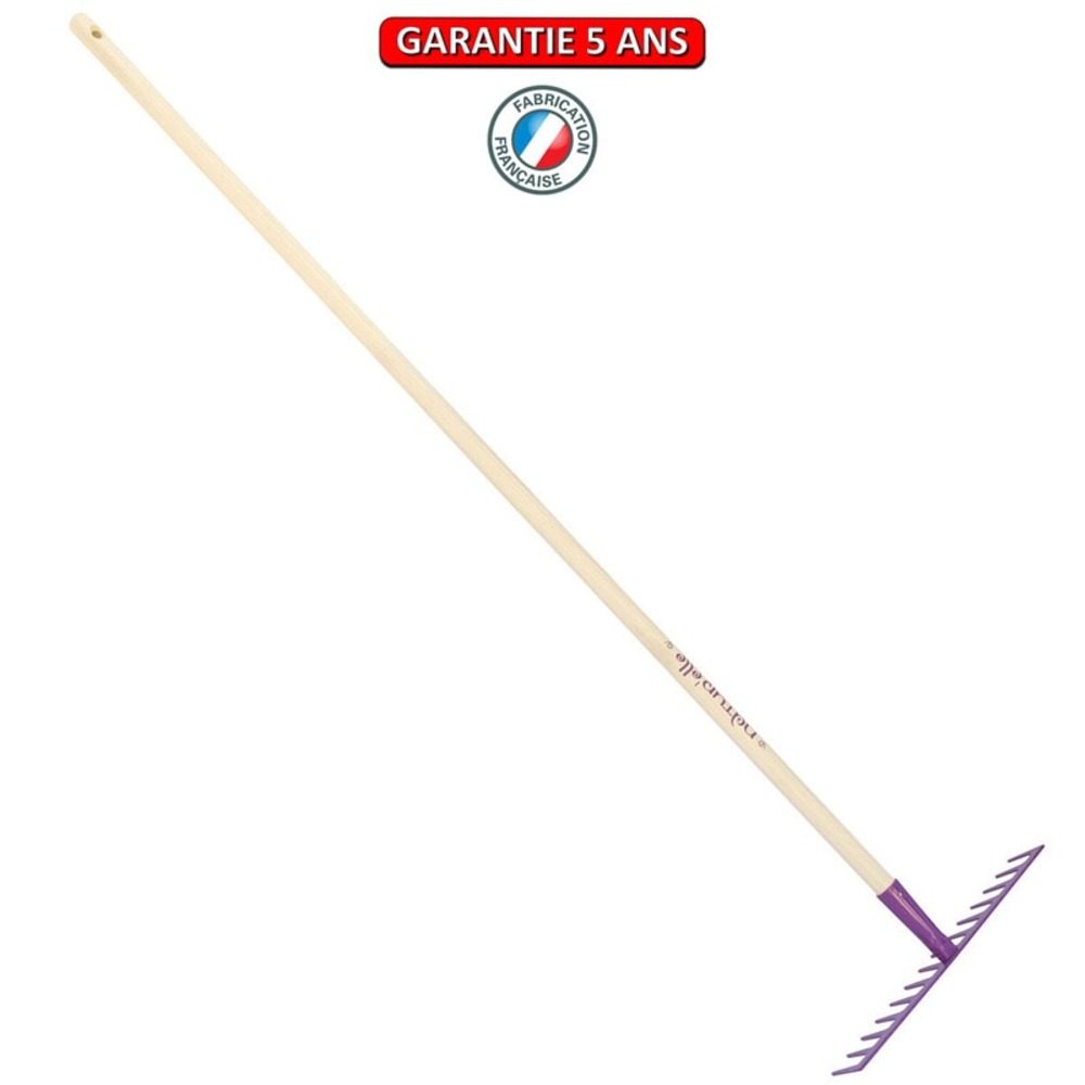 Râteau soudé 14 dents droites manche 150cm - framboisine