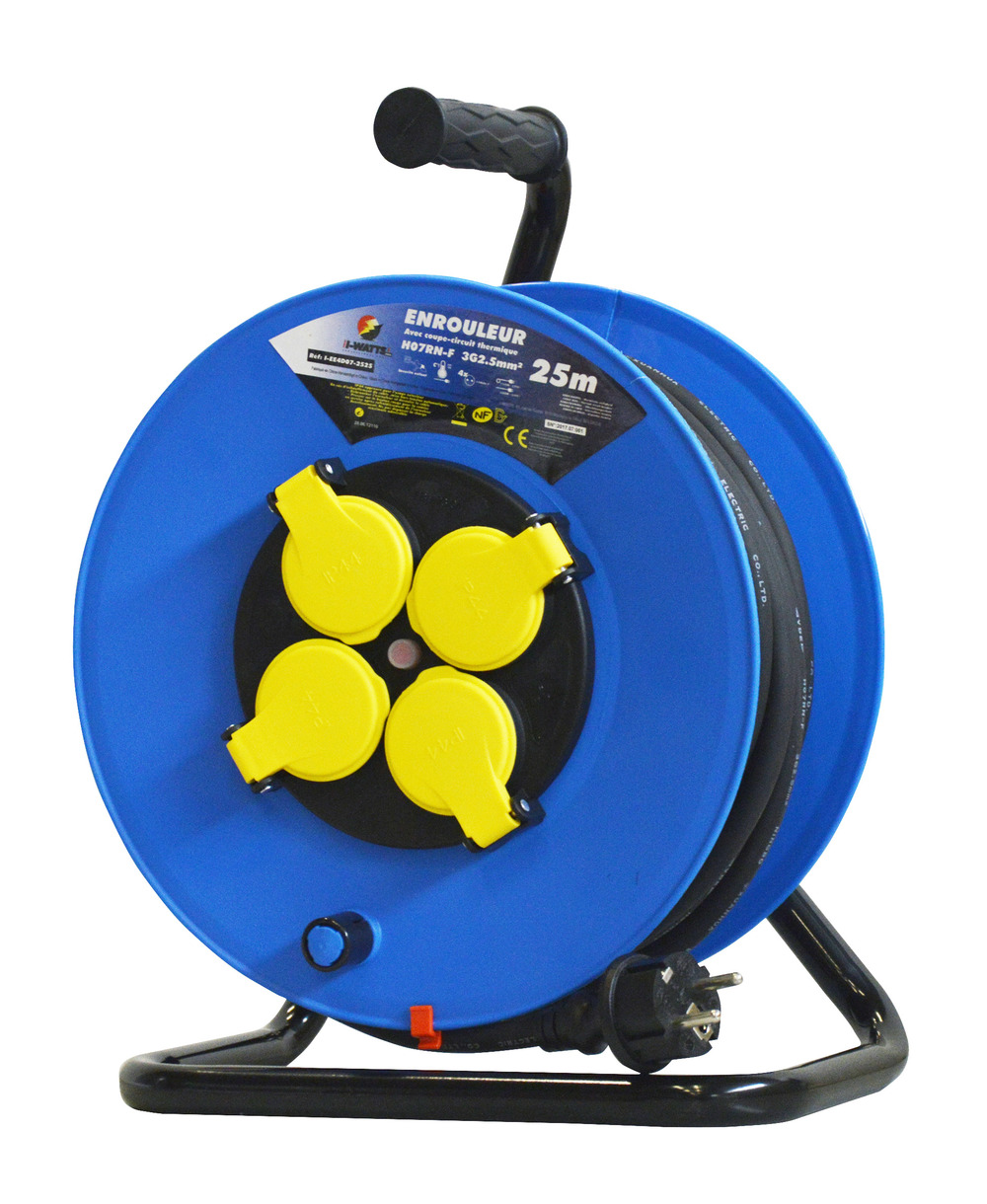 Enrouleur 4 prises-h07rn-3g2. 5mm²-25m -i-watts pro