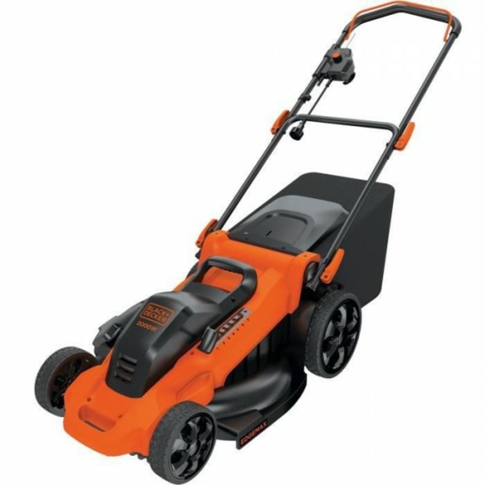 Tondeuse a gazon électrique 48cm lm2000-qs black+decker - fonction mulching, éjection latérale ou bac de ramassage souple 50l