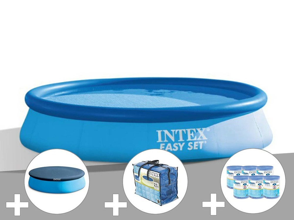 Kit piscine autoportée easy set 3,66 x 0,76 m + bâche de protection + bâche à b