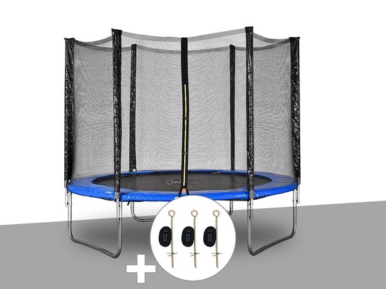 Kit trampoline atlas ø 2,44 m bleu + kit d'ancrage