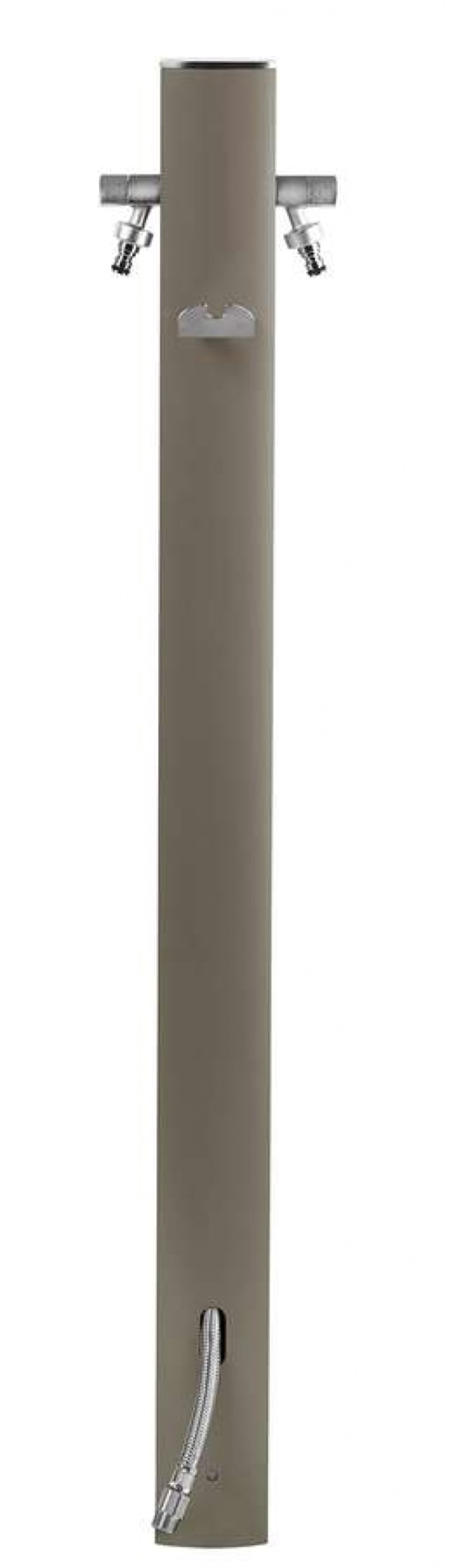 Colonne d'eau totem grise tourterelle - 120 cm - aluminium - double robine