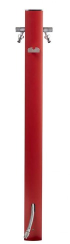 Colonne d'eau totem rouge - 120 cm - aluminium - double robine