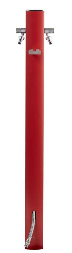 Colonne d'eau totem rouge - 120 cm - aluminium - double robine