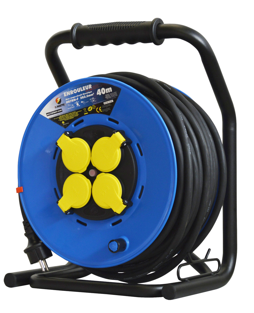 Enrouleur 4 prises-h07rn-3g2. 5mm²-40m -i-watts pro
