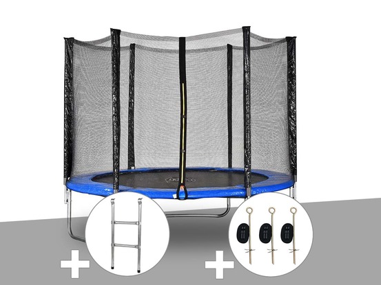 Kit trampoline atlas ø 2,44 m bleu + echelle + kit d'ancrage