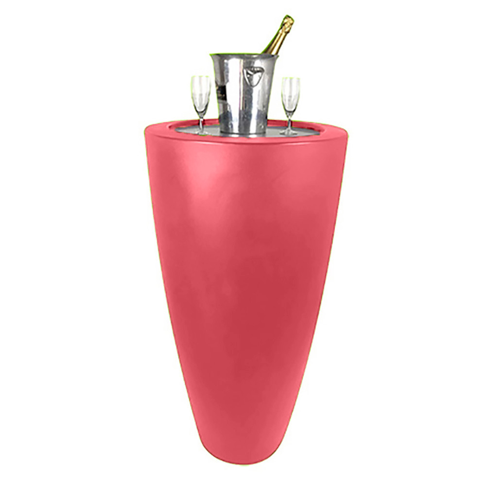 Pot conique 3 en 1pot de fleurs- mange debout-seau a champagne dessus inox
