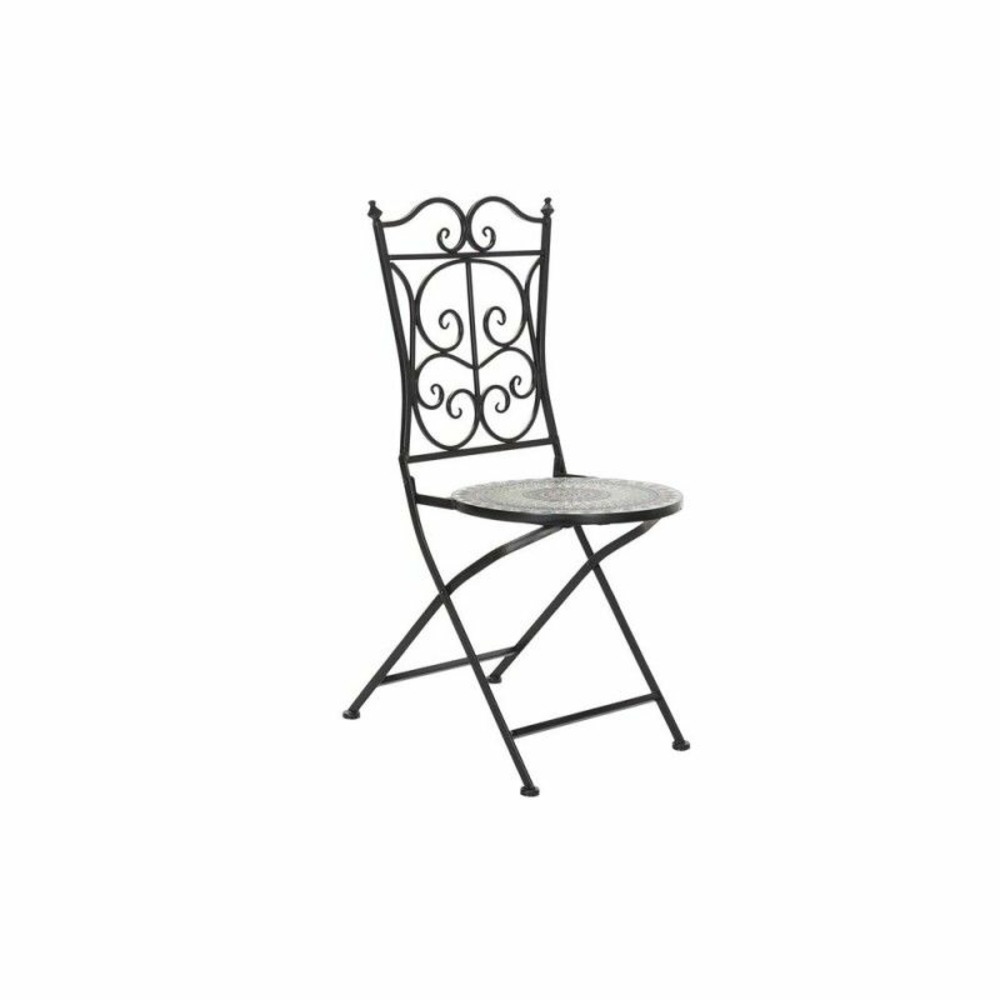 Chaise de jardin thyann noir céramique multicouleur forge (39 x 50 x 93 cm)
