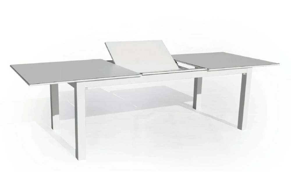 Table à manger extensible camelia 220/300cm - finition blanc/hpl blanc