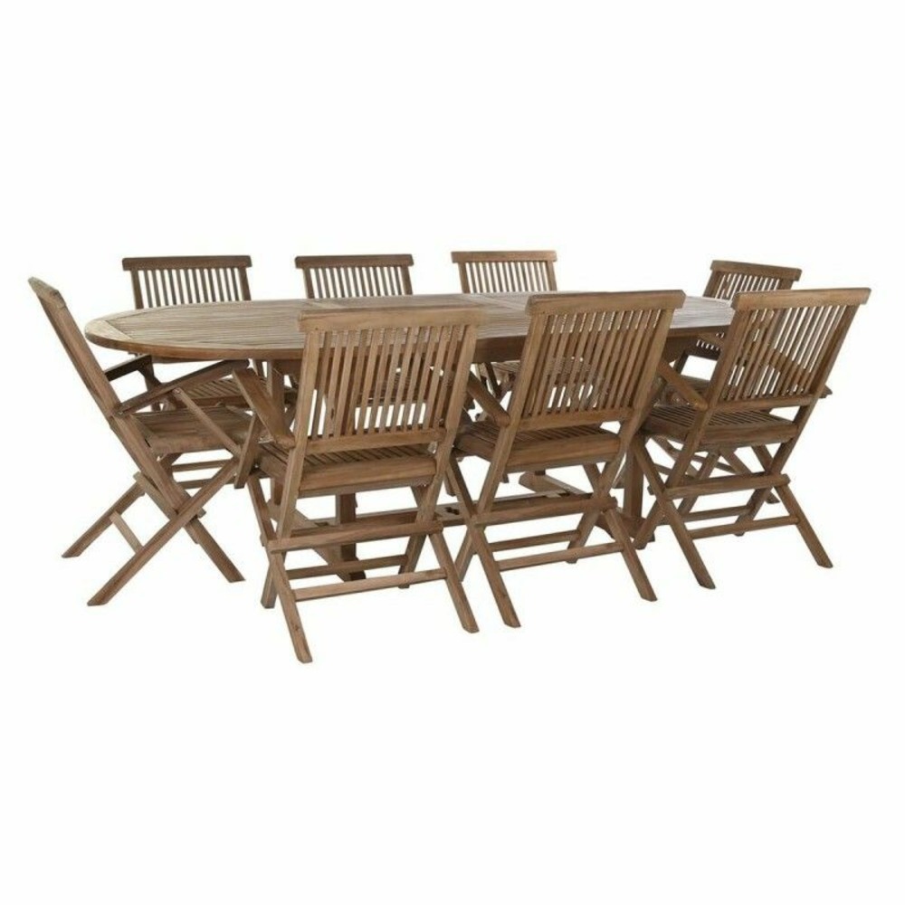 Ensemble table + chaises thyann teck (180 x 120 x 75 cm) (9 pcs)
