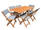 Salon de jardin repas "séoul" - 1 table + 6 chaises - maple - gris
