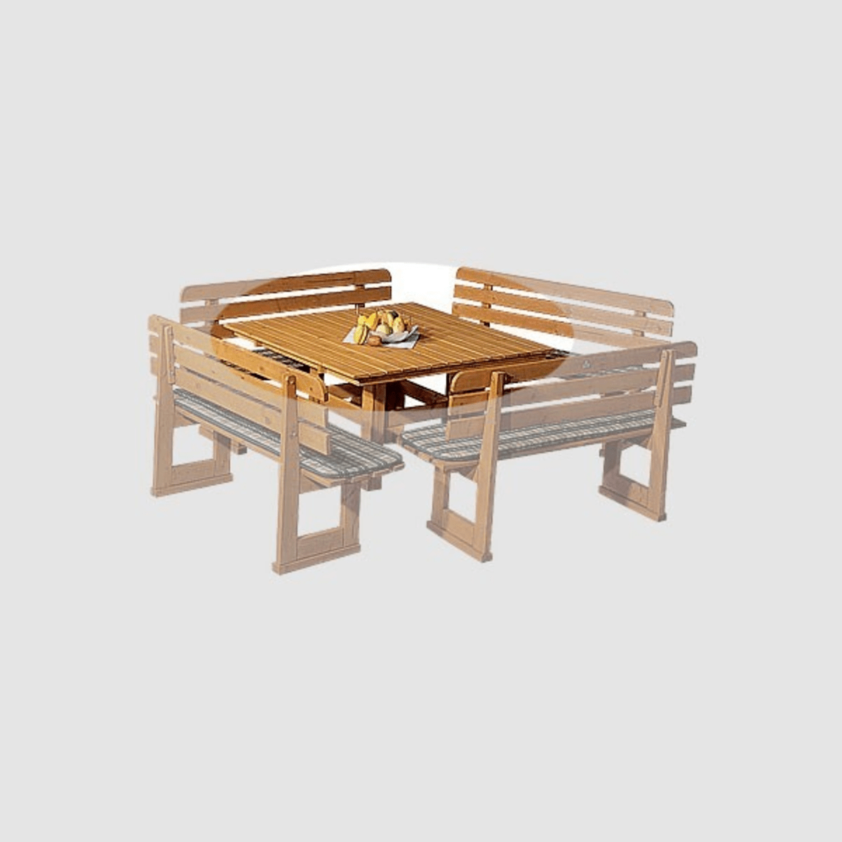 Table rustique "bregenz" 130 x 130 cm sans coussins