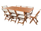 Salon de jardin repas "séoul" - 1 table + 8 chaises - maple - beige