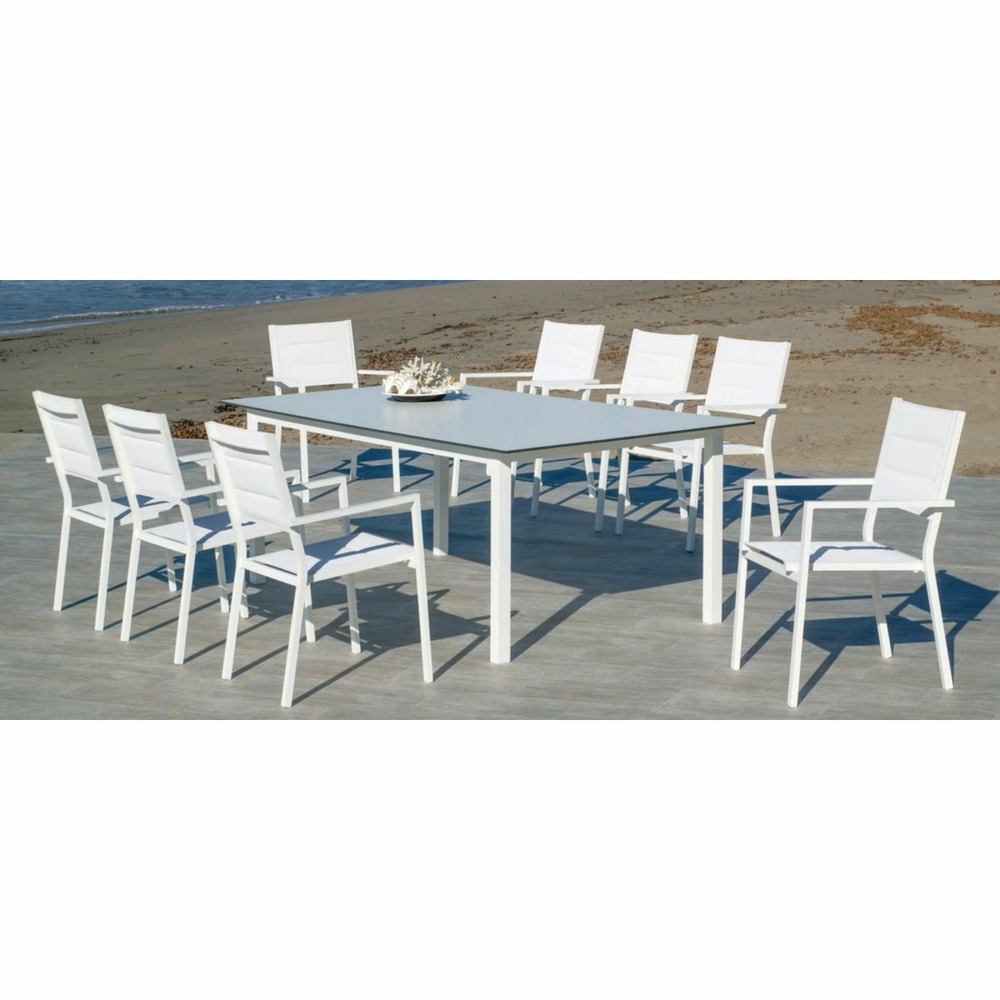 Table à manger palma - finition blanc/hpl blanc - 220x100cm