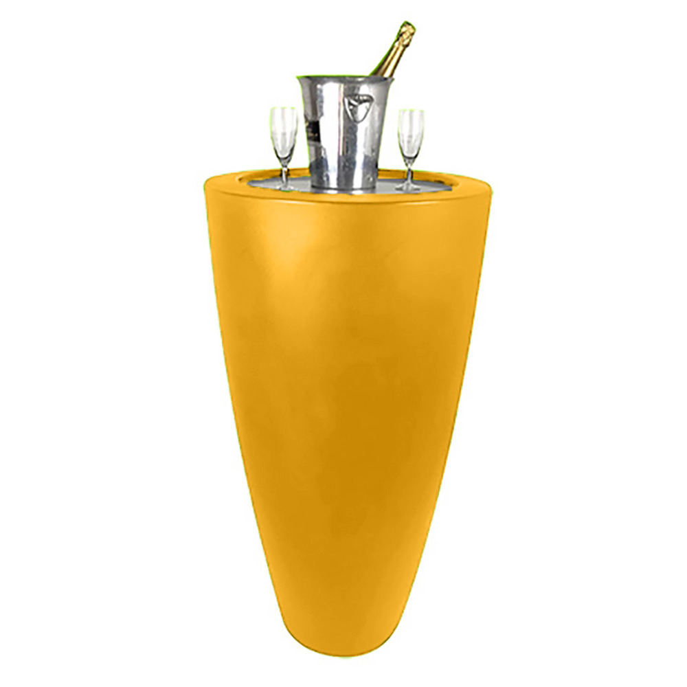 Pot conique 3 en 1pot de fleurs- mange debout-seau a champagne dessus inox