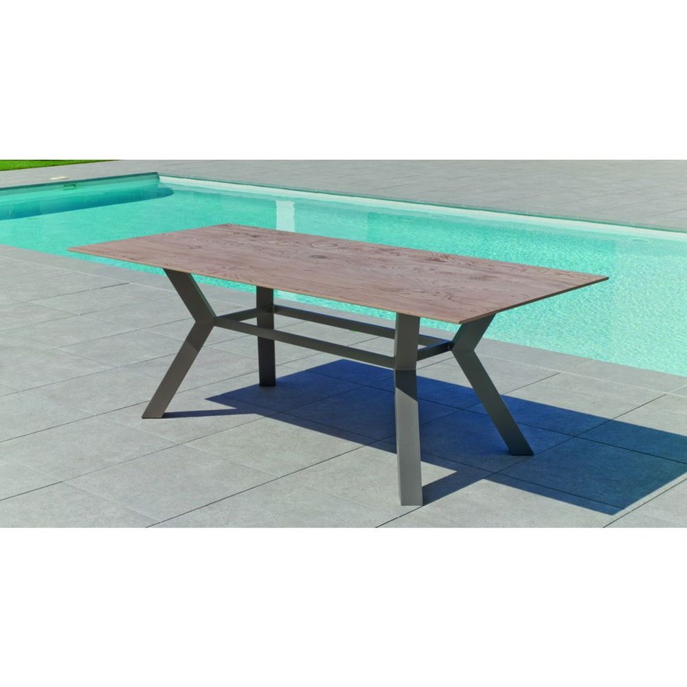 Table à manger veneto 220x100cm neolith - finition champagne/bois ...
