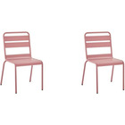 Lot de 2 chaises de jardin en acier rose - meuble de jardin pour 2 personnes