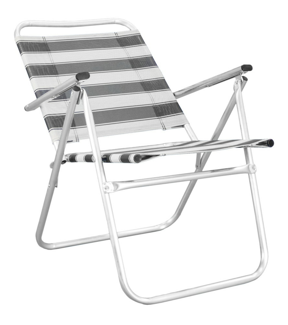 Lot de 2 fauteuils camelia-190 rayé gris textilene - finition aluminium