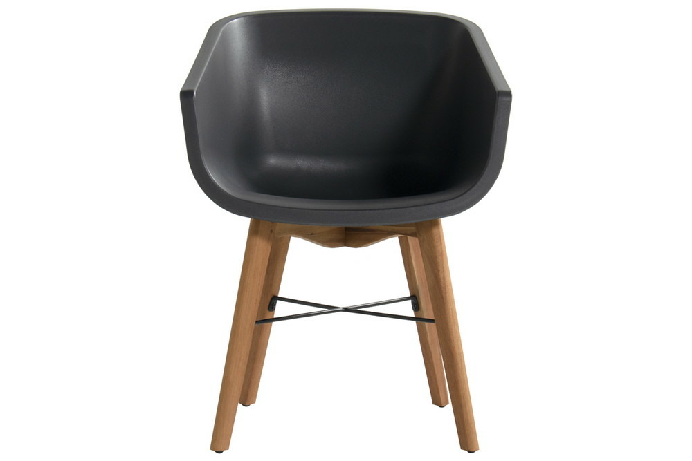 Lot de 2 chaises amalia eucalyptus en résine - pieds en bois - anthracite