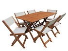 Salon de jardin repas "séoul" - 1 table + 6 chaises - maple - beige