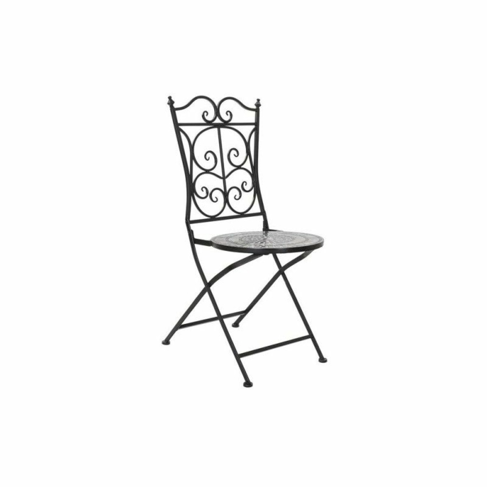 Chaise de jardin thyann noir céramique multicouleur forge (39 x 50 x 93 cm)