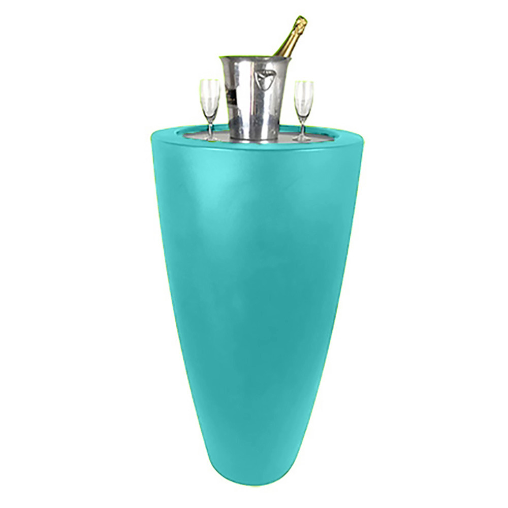Pot conique 3 en 1pot de fleurs- mange debout-seau a champagne dessus inox