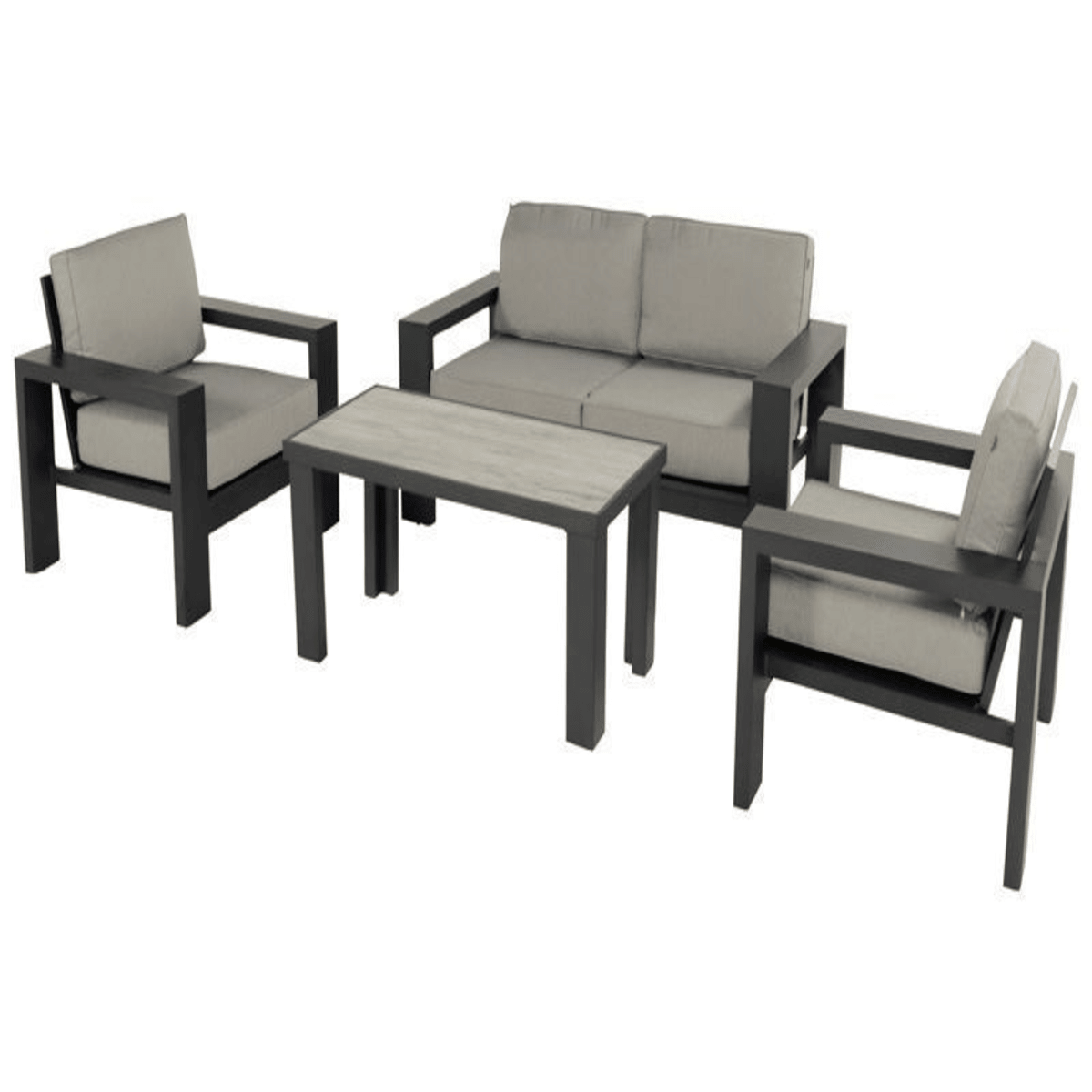 Ensemble salon de jardin - canapé 2 places + 2 fauteuils titan - gris/anthracite