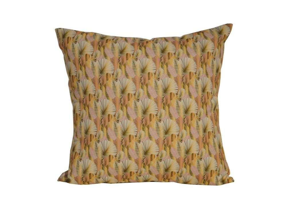 Coussin déhoussable exterieur décor motif graphique plumes 45 x 45 cm