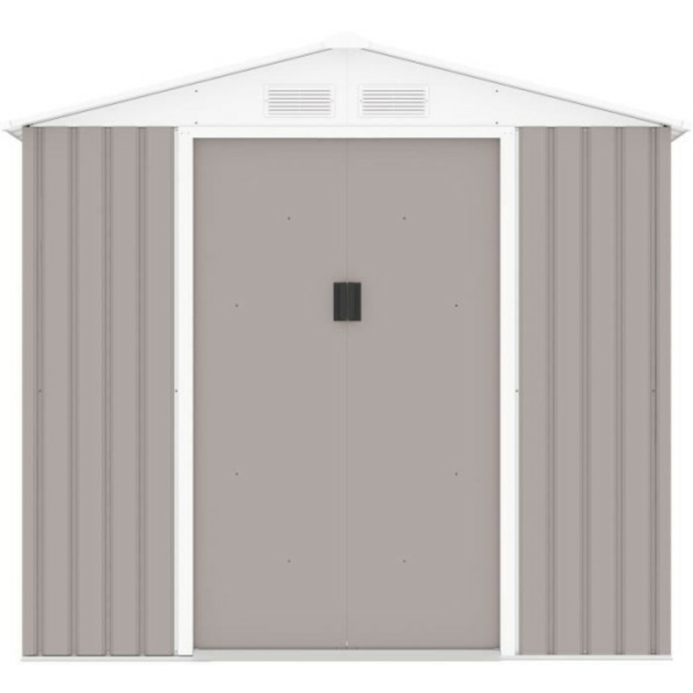 Abri de jardin en métal 4,07 m² - 213 x 191 x 195 cm - mars -kit d'ancrage inclus, 2 portes coulissantes - taupe