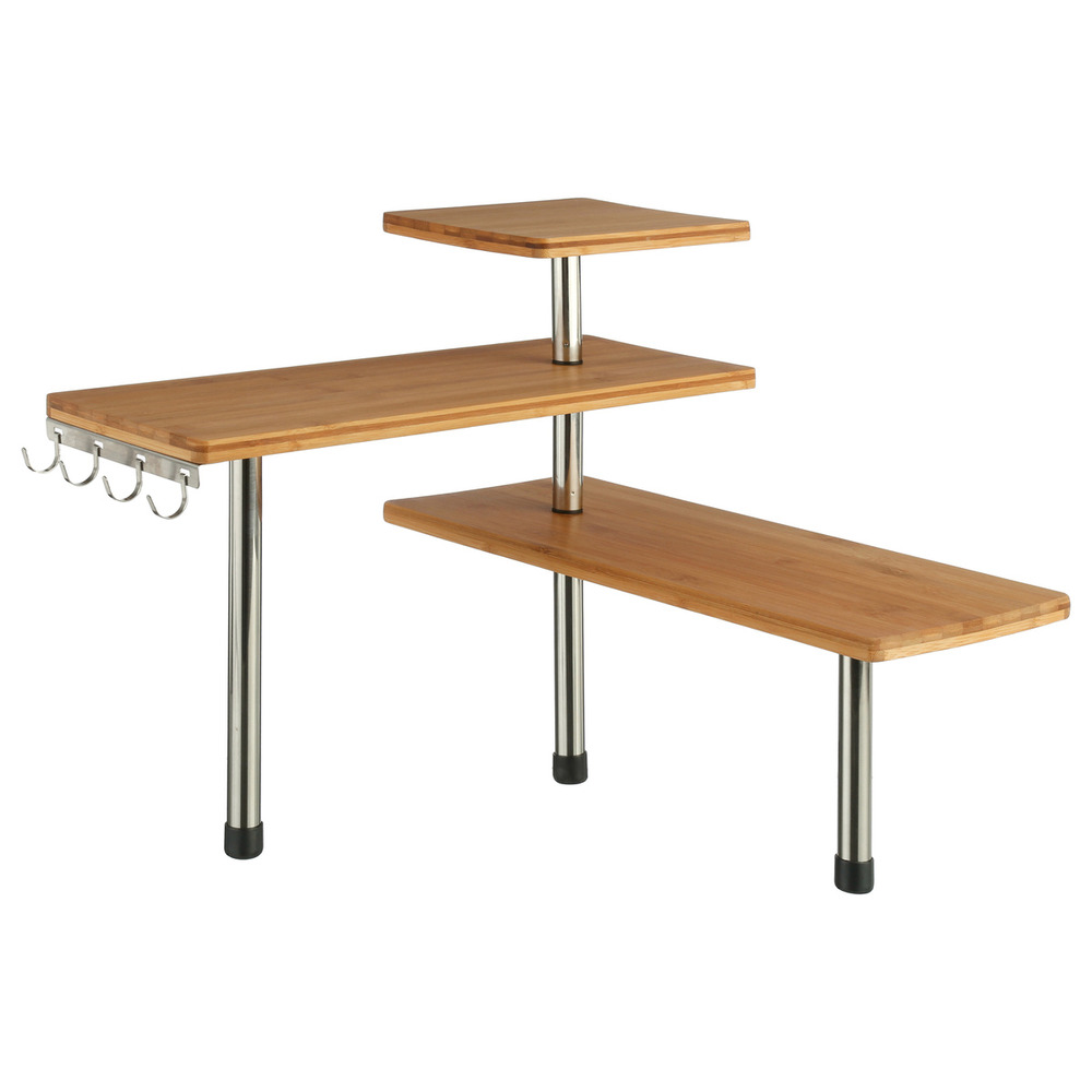 Étagère d'angle cuisine en bambou beige - five