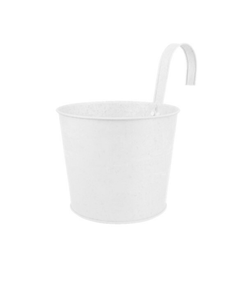 Pot en zinc blanc avec crochet
