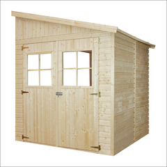 Abri de jardin en bois sans paroi latérale 4 m² - H243 x 220 x 216 cm - construction de panneaux en bois naturel - M338