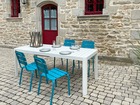 Ensemble repas d'extérieur pour 4 pers., couleur GRIS PERLE/BLEU