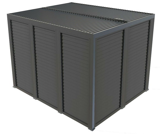 Pergola bioclimatique + ventelles alu mobiles côté 3 m + côté 3,60 m - 10,80 m2 - Alu