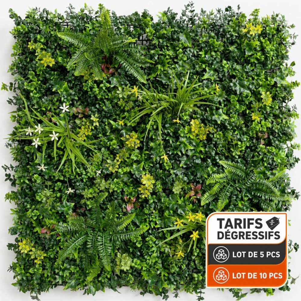 Mur végétal artificiel vegetal chic 1 × 1 m – un décor dense pour salon et terrasse
