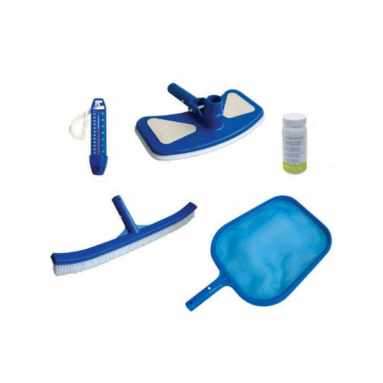 Kit d'entretien piscine 6 éléments, epuisette ect..