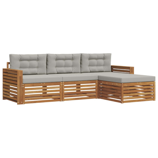 Ensemble de canapés d'extérieur 4 pcs gris naturel et clair