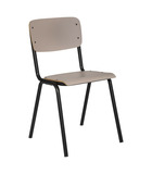 Chaise de table en métal noir et bois taupe