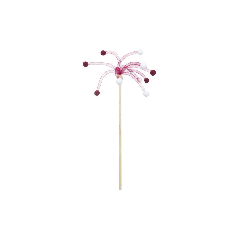 Jouet canne à pêche pour chat avec tube flexible et pompon, 40 cm, rouge