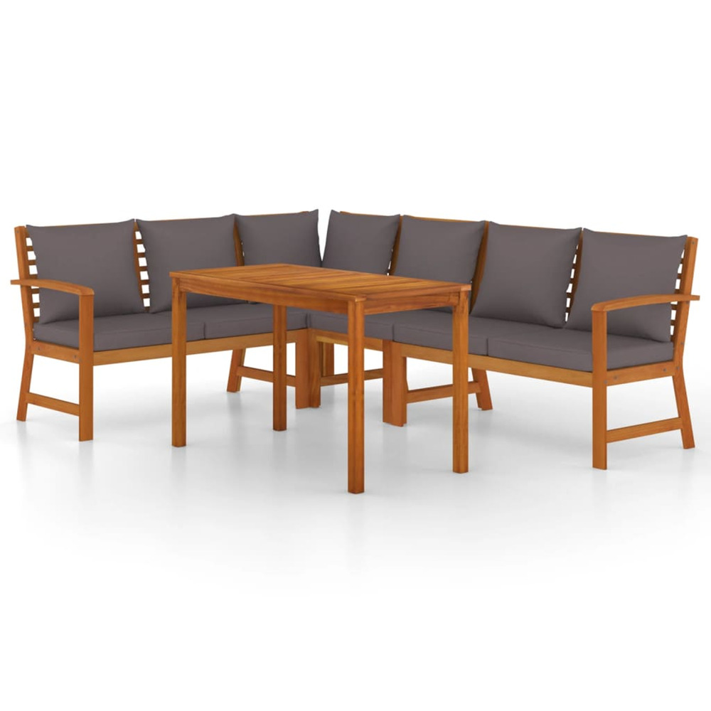 Ensemble à manger de jardin coussins 5 pcs bois acacia