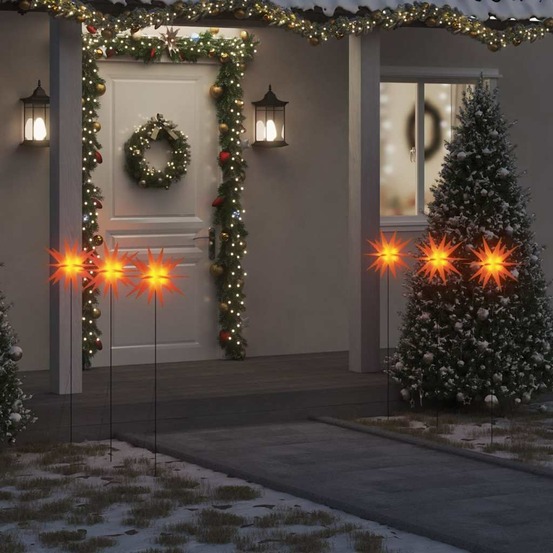 Lumières de noël avec piquets 3 pcs led pliable rouge 35 cm