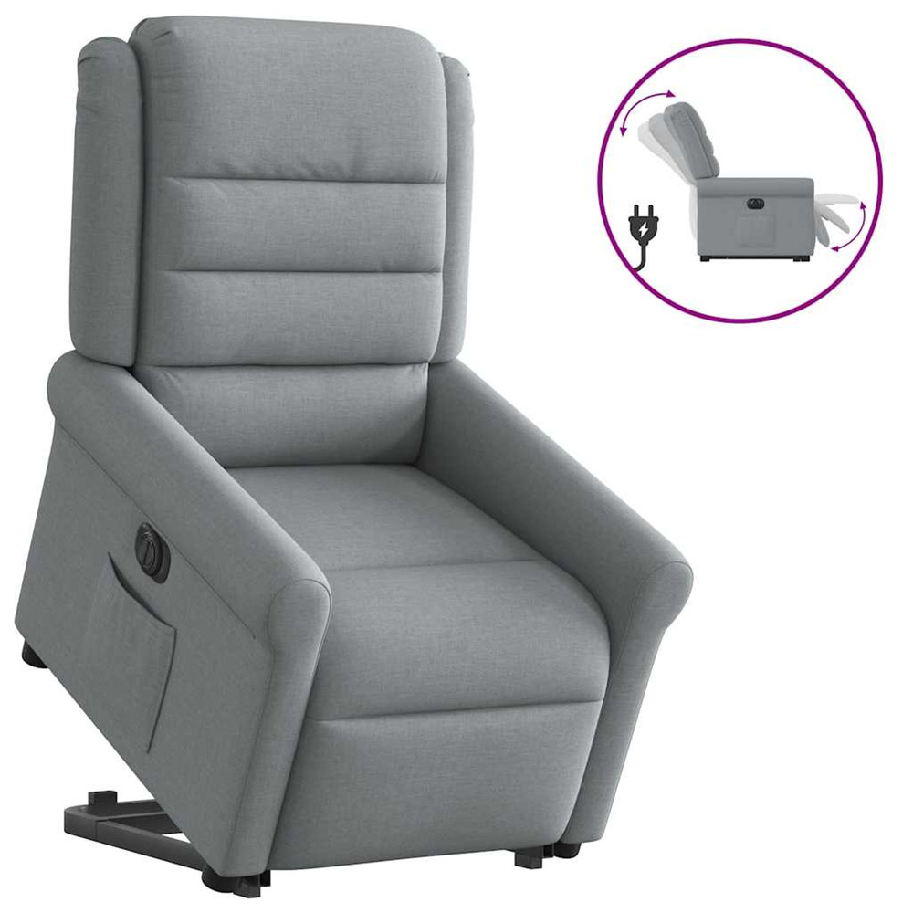 Fauteuil inclinable électrique gris clair tissu