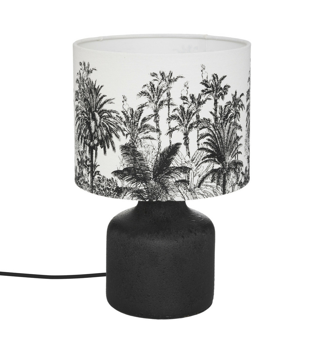 Lampe à poser en céramique et abat-jour noir & blanc h 33.5 cm