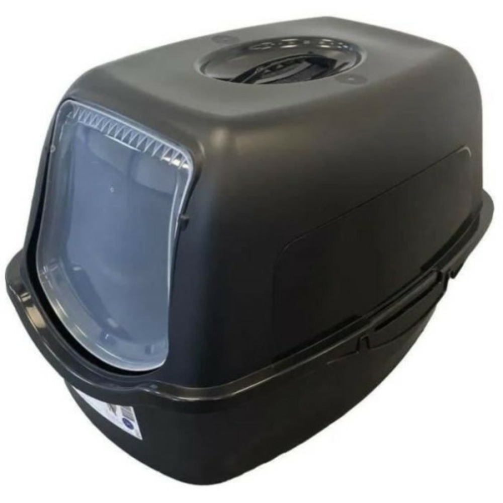 Samba maison de toilette a chat - bac a litiere - 56 x 40 x 39 cm - noir et blanc -